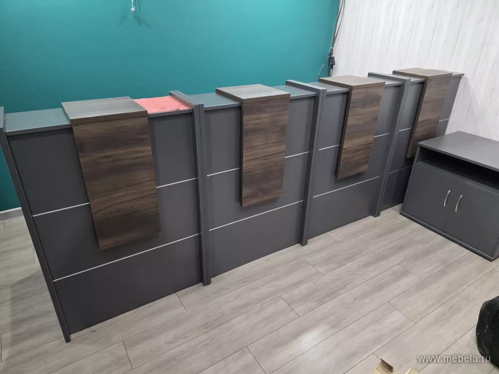 Дар Мебель |  стойка ресепшн Onix и мебель для персонала Riva, офисный интерьер, живое фото