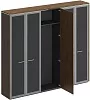 Офисный шкаф комбинированный (с высоким стеклом + для одежды узкий + с высоким стеклом)