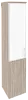 Офисный шкаф высокий узкий лев./прав. (1 низкий фасад ЛДСП + 1 средний фасад белое стекло в раме)