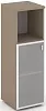 Офисный шкаф средний узкий левый (матовое стекло в раме)