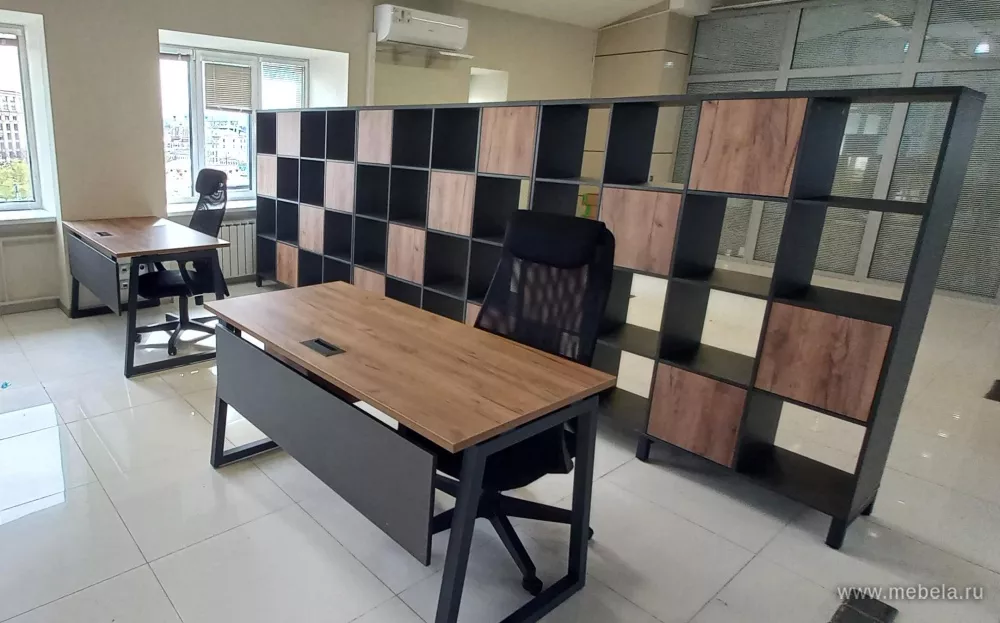 Дар Мебель | офисная мебель для персонала Дрим Дуб T1 и офисное кресло KB-8, офисный интерьер, живое фото