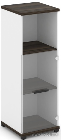 Офисный шкаф одна узкая секция, 3 ниши (фасад стекло прозрачное,  2 ниши )