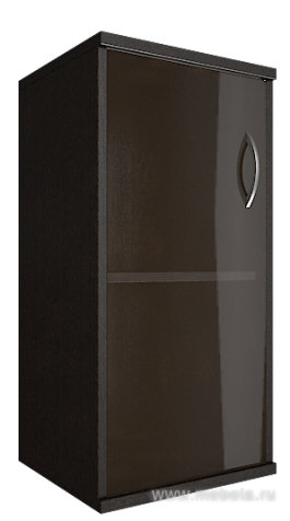 Офисный шкаф узкий низкий со стеклом, Л/Пр.