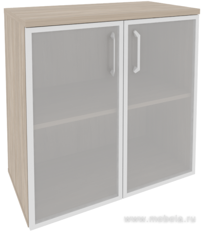 Офисный шкаф низкий широкий (2 низких фасада стекло в раме)