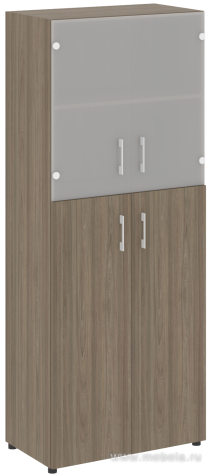 Офисный шкаф высокий комбинир. со стеклом