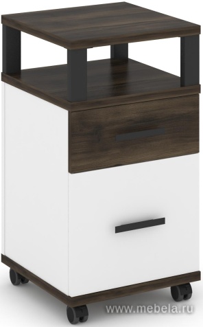 Тумба мобильная 1 ящик + 1 распашной фасад. С надставкой.