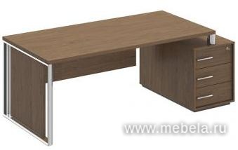 Стол руководителя на опорной тумбе правый/левый с декоративной вставкой