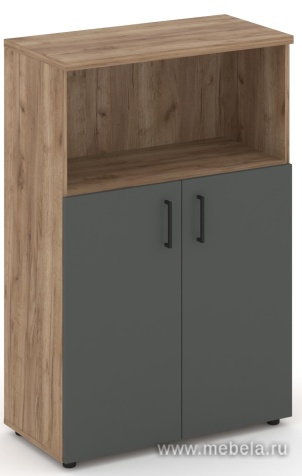 Офисный шкаф средний широкий (2 низких фасада, задняя стенка ЛДСП)