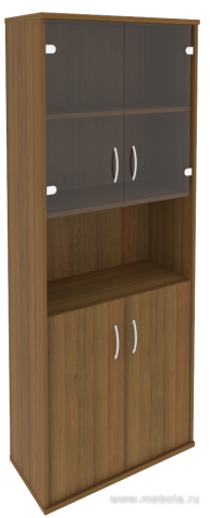 Офисный шкаф комбинир. со стеклом + открытая полка