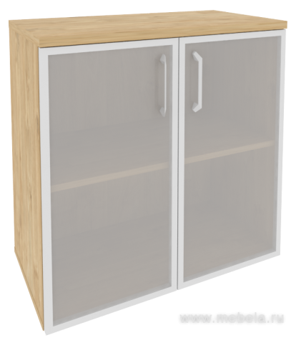 Офисный шкаф низкий широкий (2 низких фасада стекло в раме)