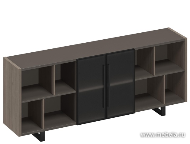 Греденция со стеклянными дверями в рамке, низкий полузакрытый