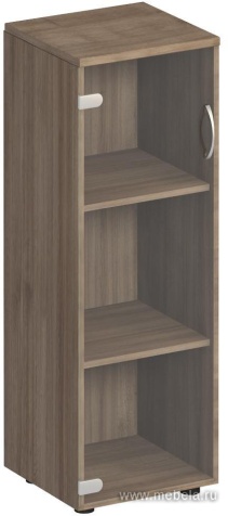 Офисный шкаф для документов средний узкий с прозрачным стеклом