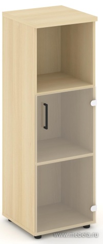 Офисный шкаф средний узкий левый / правый  (1 низкий фасад стекло, задняя стенка ЛДСП)