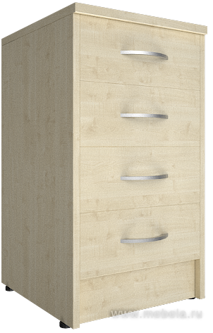 Приставная офисная тумба с замком, 4 ящика