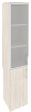 Офисный шкаф высокий узкий лев./прав. (1 низкий фасад ЛДСП + 1 средний фасад стекло в раме)