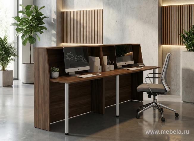 Стойка ресепшн, угловая с опорами