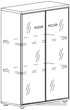 Офисный шкаф средний со стеклом в алюминиевой рамке