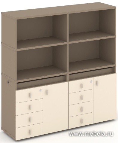 Тумба опорная двойная (фасад + ящики) с высокой надставкой