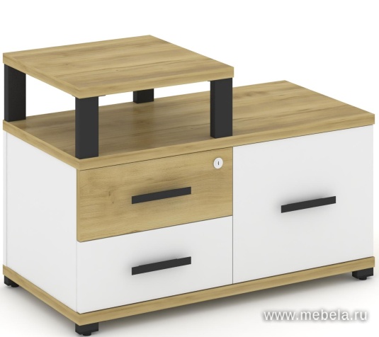 Тумба приставная широкая 2 ящика + 1 распашной фасад. С надставкой узкой.