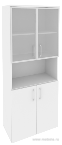 Офисный шкаф высокий широкий со стеклом в раме