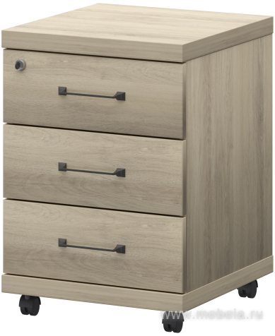 Мобильная офисная тумба с колёсиками и замком, 3 ящика