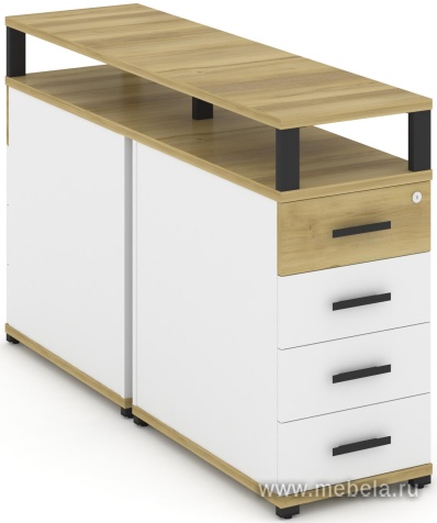 Тумба двухсторонняя опорная/приставная 4 ящика. С надставкой.