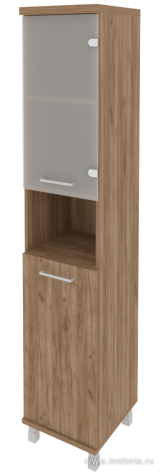 Офисный шкаф высокий узкий со стеклом (правый)