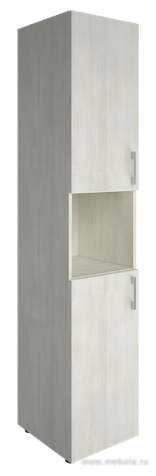 Офисный шкаф узкий закрытый + открыт. полка Л/ПР