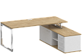 Стол руководителя на металлокаркасе с опорной греденцией (правый)