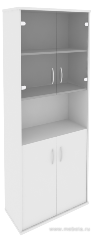 Офисный шкаф комбинир. со стеклом + открытая полка