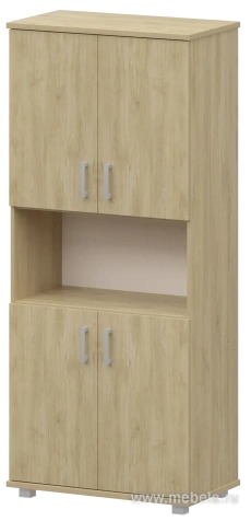 Офисный шкаф широкий высокий закрытый с нишей (ЛДСП)