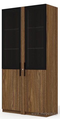 Офисный шкаф высокий комбинированный (полки стекло) с подсветкой