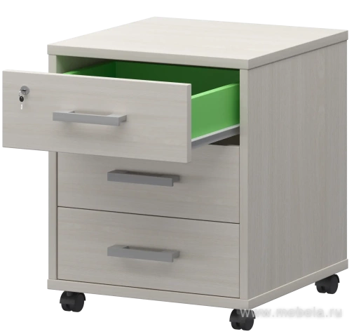 Мобильная офисная тумба с колёсиками и замком, 3 ящика