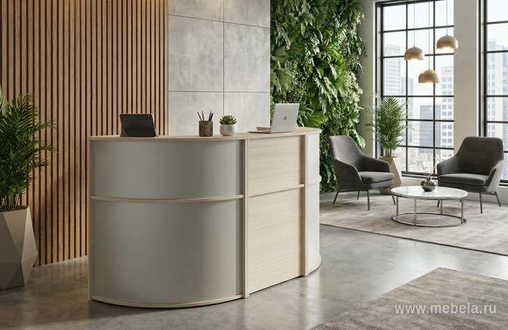 Стойка ресепшн, угловая с опорами