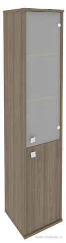 Офисный шкаф высокий узкий комбинированный со стеклом