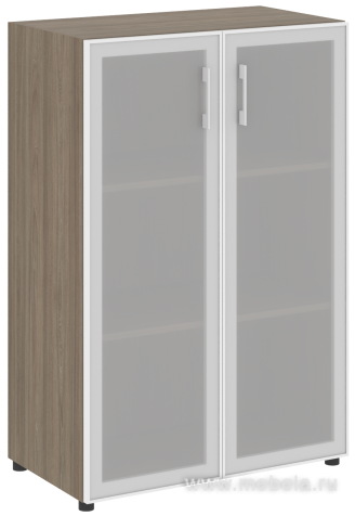 Офисный шкаф средний закрытый двери стекло в раме