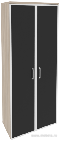 Офисный шкаф высокий широкий (2 высоких фасада чёрное стекло в раме)