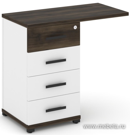 Тумба приставная узкая со свесом 4 ящика.