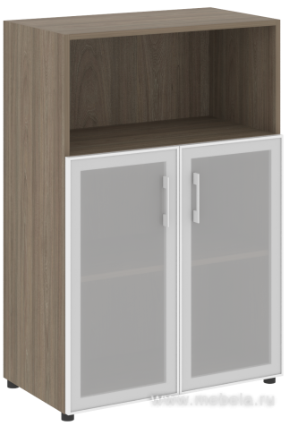 Офисный шкаф средний полузакрытый двери стекло в раме