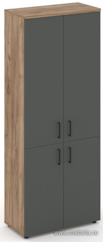 Офисный шкаф высокий широкий (2 низких + 2 средних фасада, задняя стенка ЛДСП