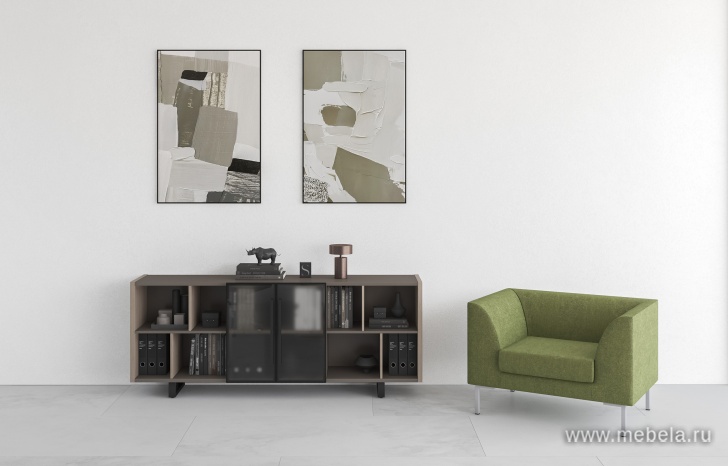 Офисный шкаф для документов со стеклянными дверями (стенка из 2 шкафов)