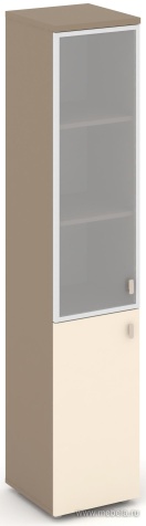 Офисный шкаф высокий узкий левый (матовое стекло в раме)