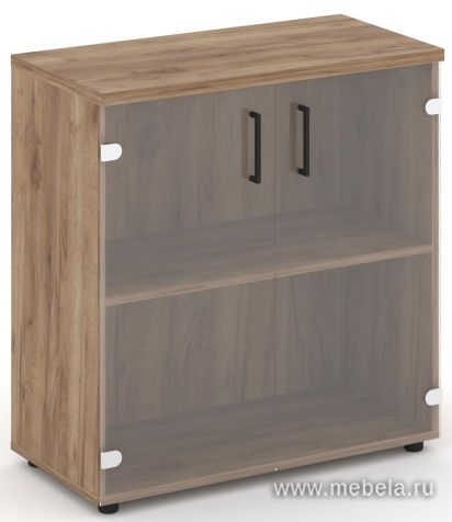 Офисный шкаф низкий широкий (2 низких фасада стекло, задняя стенка ЛДСП)