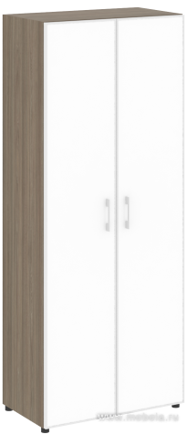 Офисный шкаф высокий закрытый двери стекло в раме (Белое)