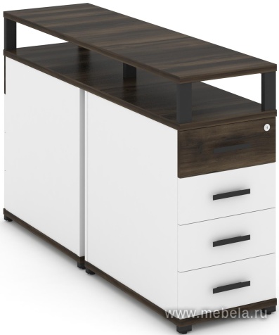 Тумба двухсторонняя опорная/приставная 4 ящика. С надставкой.