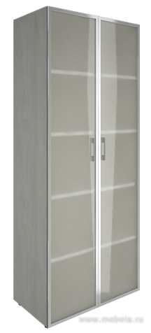 Офисный шкаф высокий закрытый двери стекло в раме