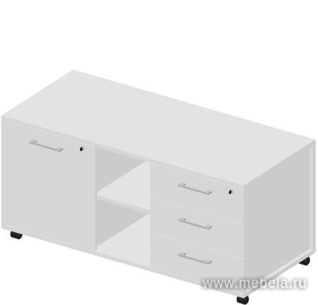 Тумба мобильная сервисная (3 секции, стандартные колёсные опоры, ручки - алюминий)