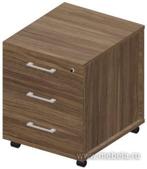 Тумба мобильная (3 ящика, стандартные колёсные опоры, ручки - алюминий)