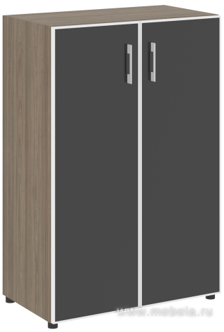 Офисный шкаф средний закрытый двери стекло в раме (Черное)