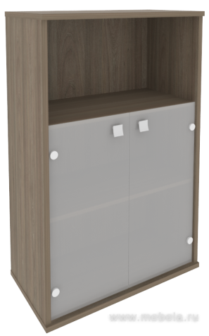 Офисный шкаф средний полузакрытый со стеклом